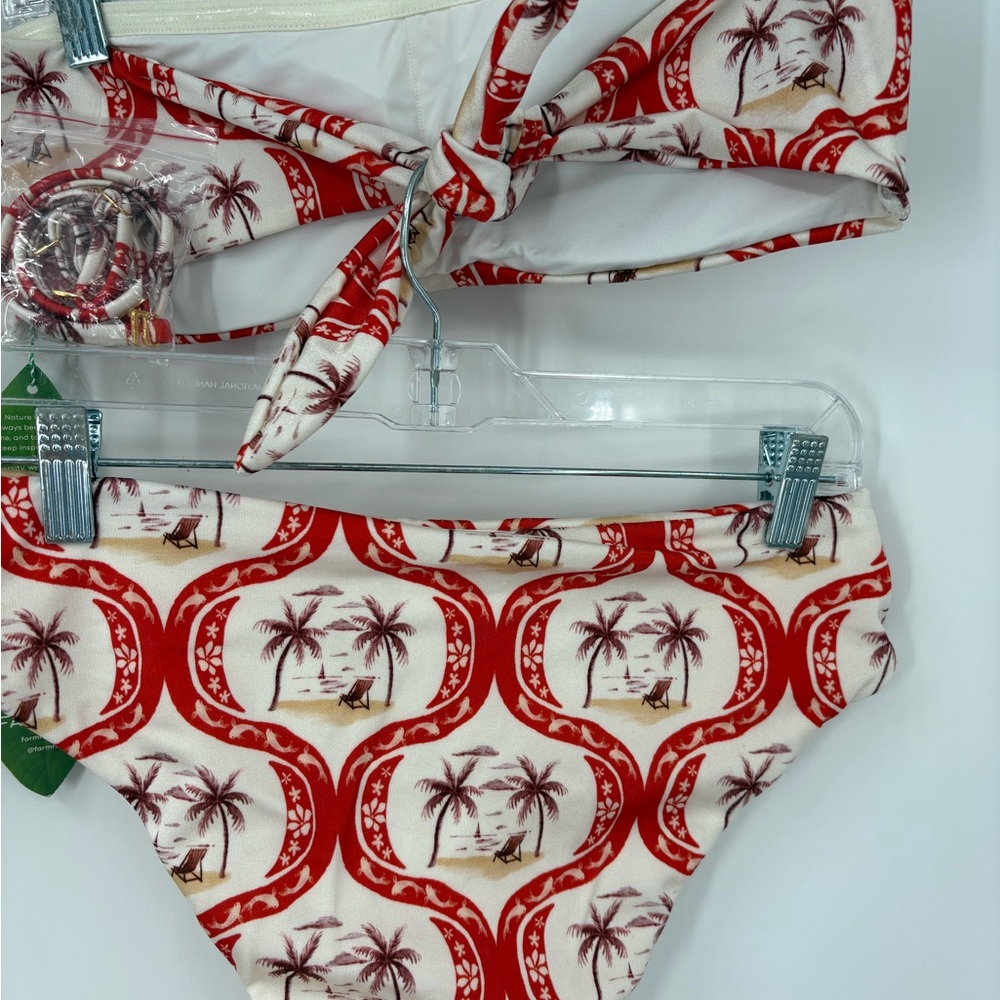 Farm Rio Chemise Coverup & Bandeau Top High Waist Bottom Size XL 3 Piece Set - Picture 6 of 16